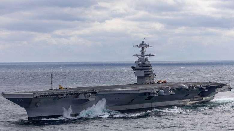 The John F. Kennedy underway during sea trials in 2026