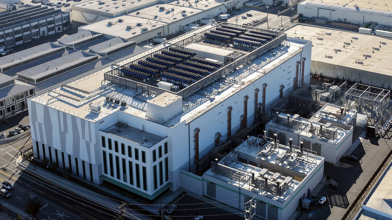 Aerial shot of an AI data center in California