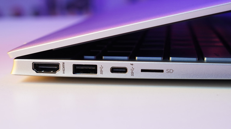 A notebook that has both an HDMI port as well an USB-C port capable of connecting to displays