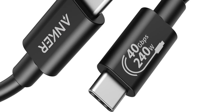 Anker USB-C cable with speeds listed on housing