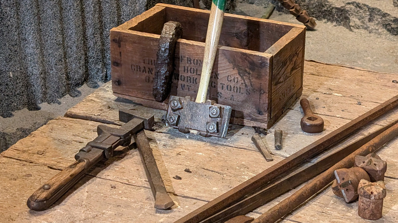 Clothing racks at a thrift store