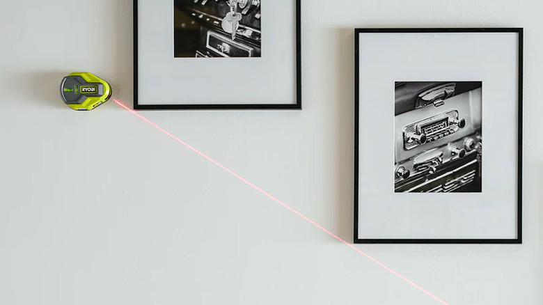 Ryobi AirGrip laser level aligning photos