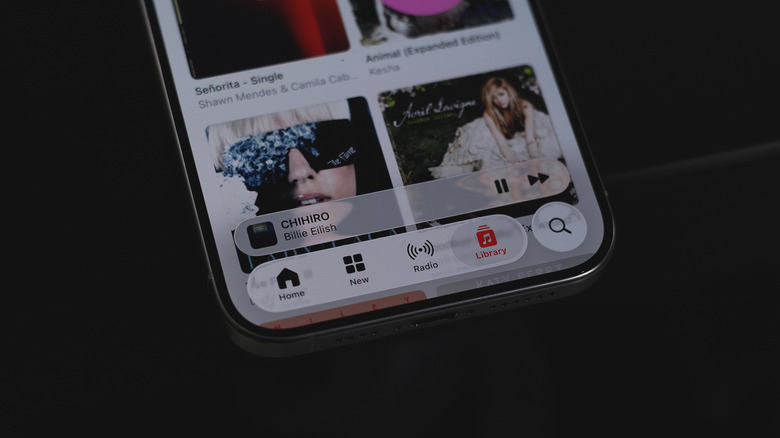Apple Music app with Liquid Glass elements