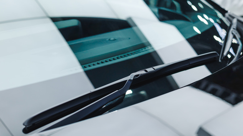 Clean windshield with settled down wipers