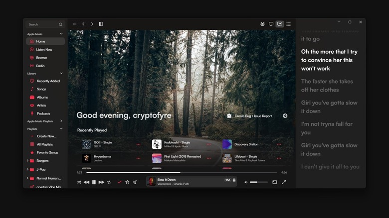 The Cider Apple Music app on a desktop