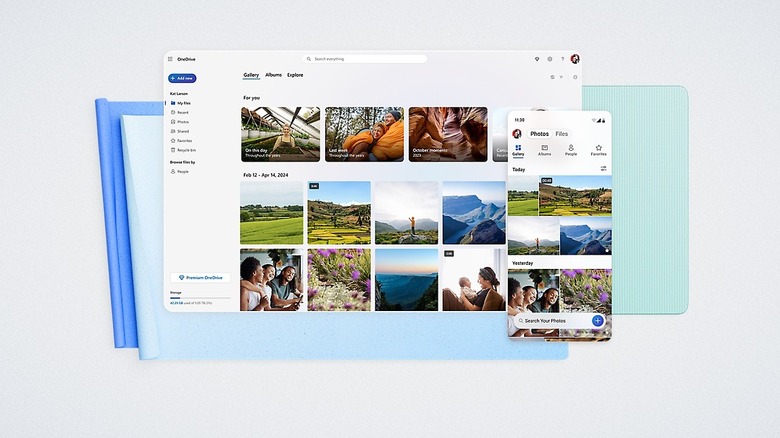 Microsoft OneDrive in file browser next to OneDrive on a smartphone