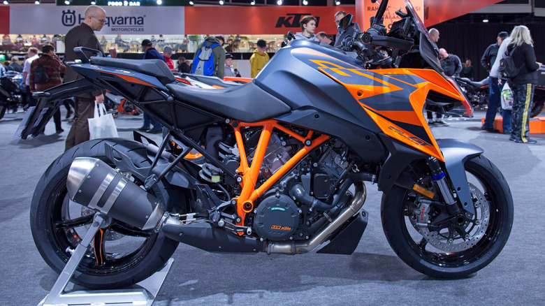 KTM 1290 Super Duke on display at a trade show