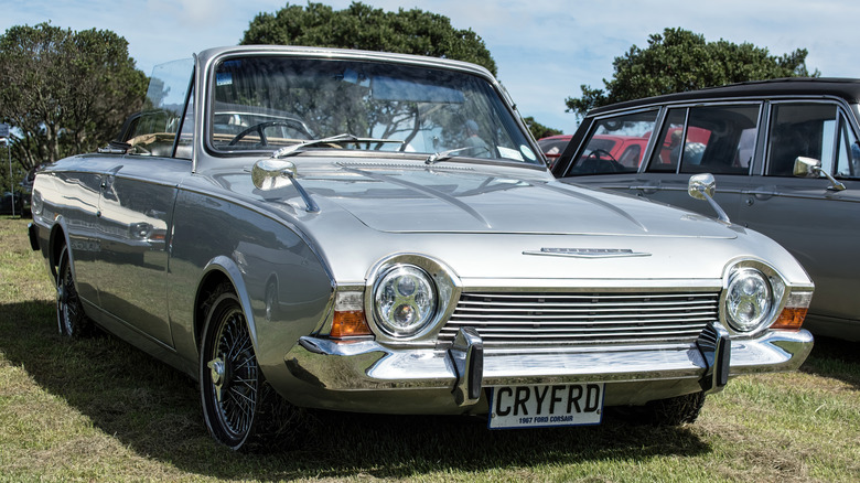 Silver 1960s Ford Corsair on grass