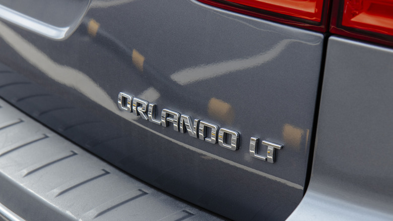 The LT lettering on the back of a Chevy Orlando