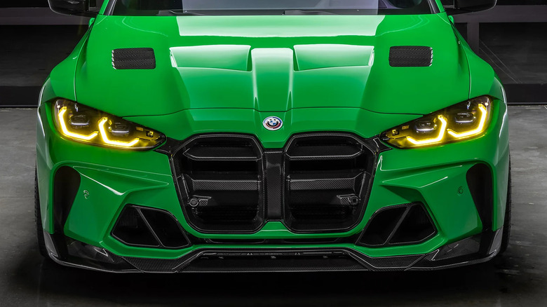 A custom Vorsteiner front bumper on a BMW M3 GTS