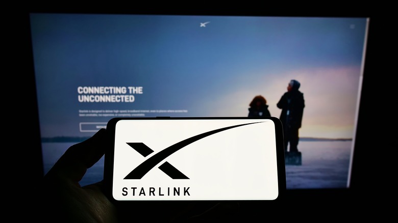 Starlink logo on mobile phone