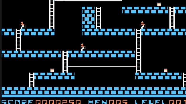 A screenshot from "Lode Runner" on the Apple II