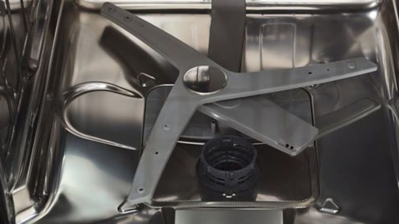 Close-up of the interior rotary blade of a Viking dishwasher.