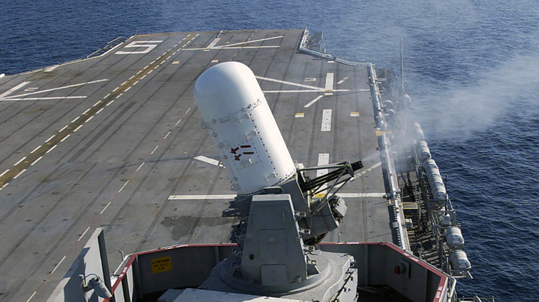  MK-15 Phalanx CIWS on ship firing