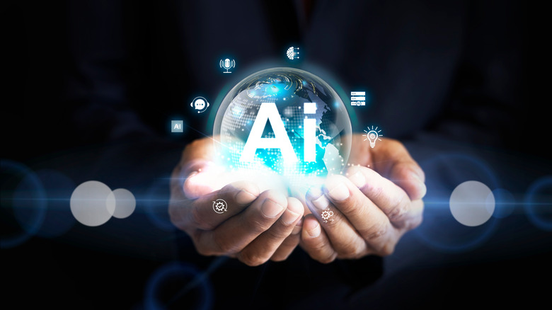 A person holding a sphere with AI inside in their hands.