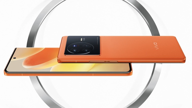 The Vivo X80 in the orange color option