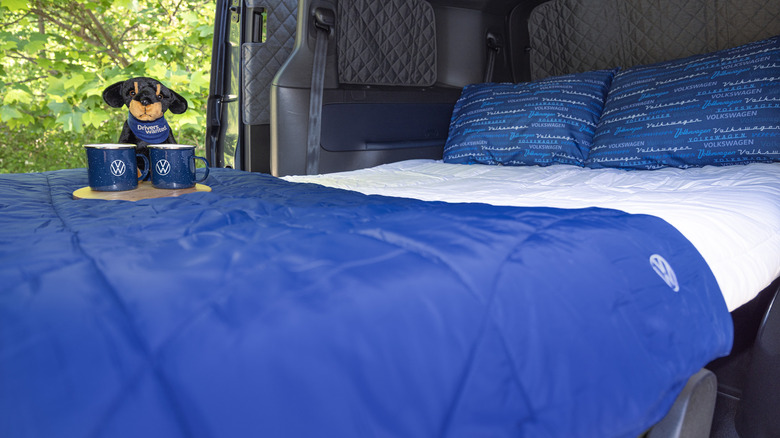 Interior of Volkswagen ID. Buzz Tourer showing bed