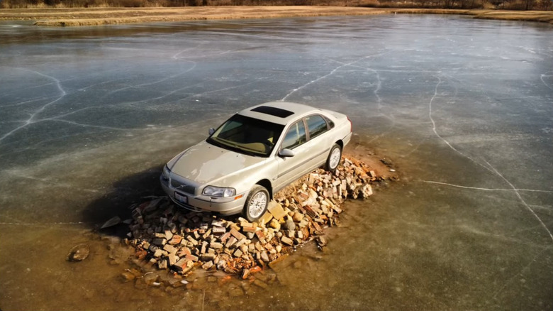 A 2001 Volvo S80 sitting on Scott Mann's Volvo Island in Ottawa, Illinois.