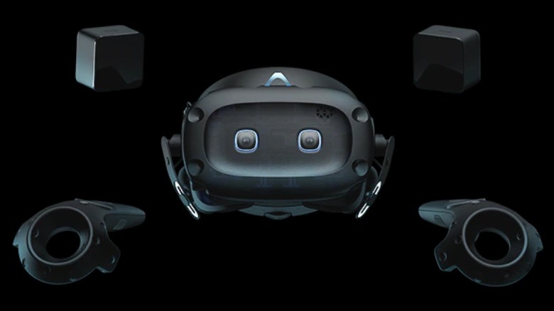 HTC Vive Cosmos Elite, controller, and base stations