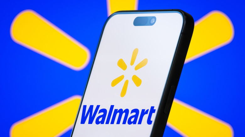 Walmart app in front of logo