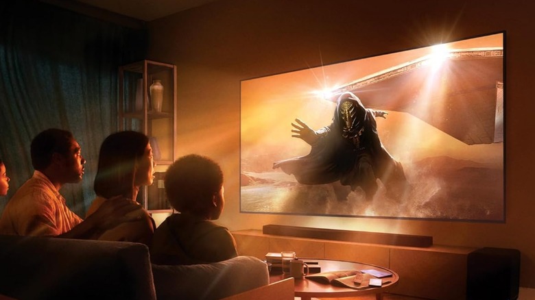 Family watching Star Wars on Sony Bravia