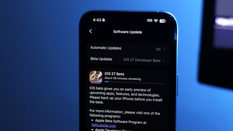 iOS 27 beta installing on an iPhone