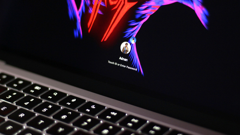 Login screen on a MacBook