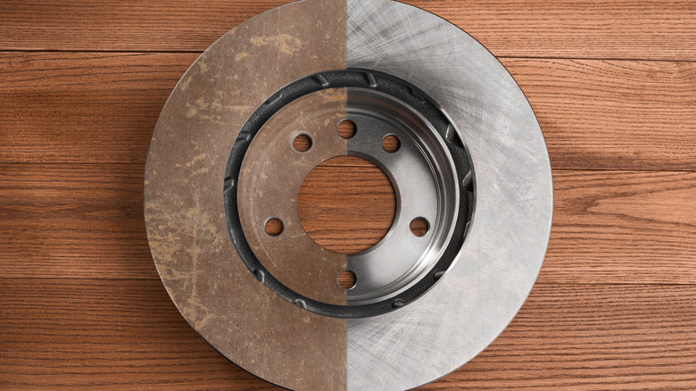 50/50 cleaning on a rusty brake rotor