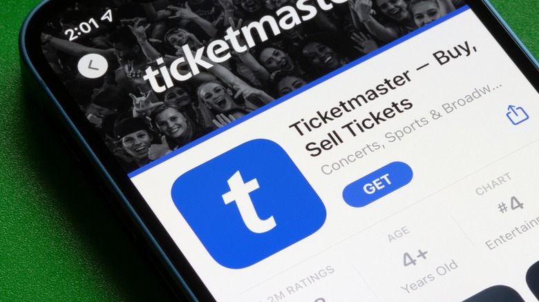 Ticketmaster app on an iPhone