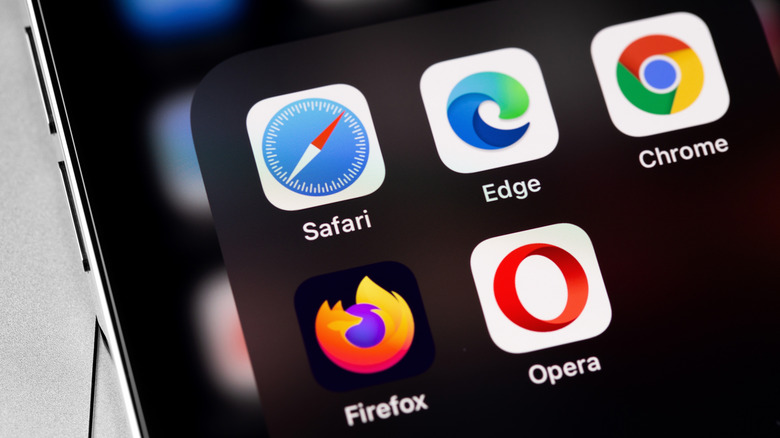 popular browsers on an iPhone screen