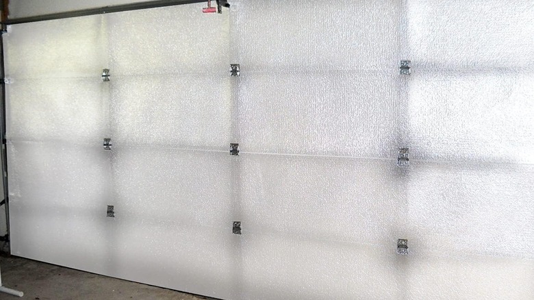 A garage with insulation