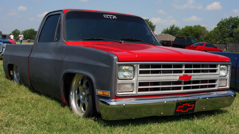 Lowered truck car show parked