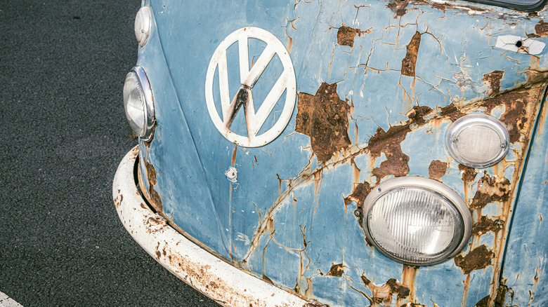 Rust buildup on front-end of Volkswagen Type 2 bus