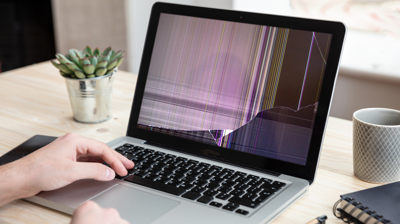Damaged screen on a MacBook