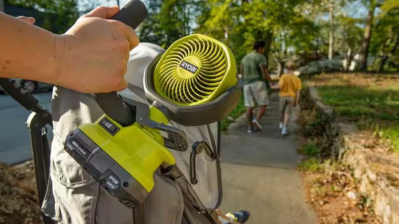 Ryobi fan on stroller