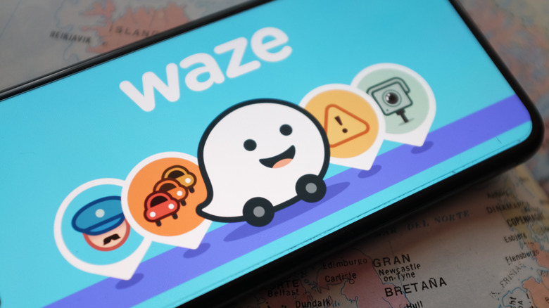 Waze app on smartphone