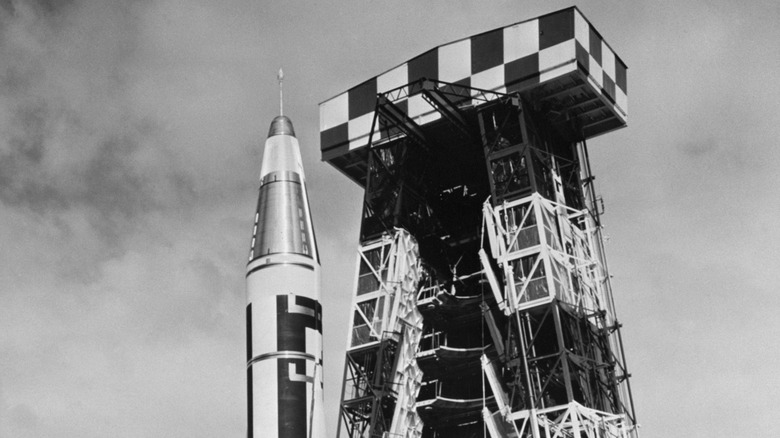 Atlas missile in launchpad