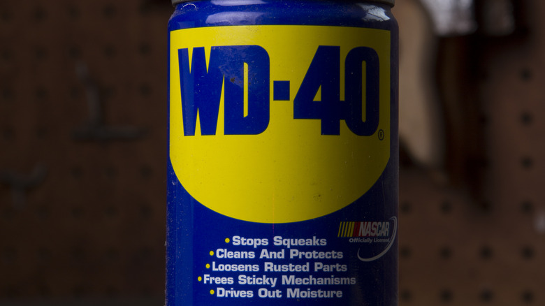 closeup of the label on a can of WD-40