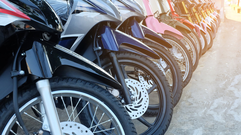 a row of motorcycles