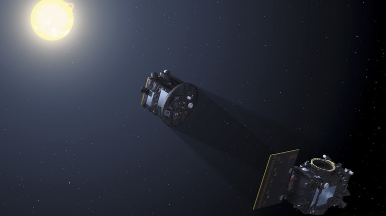 Illustration of Proba-3 satellites forming artificial eclipse