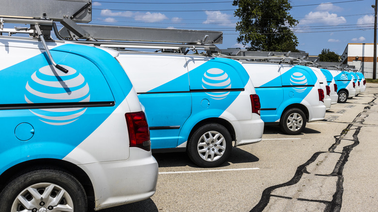 AT&T service vans parked together