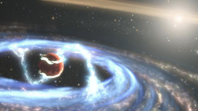 Illustration of a growing protoplanet.