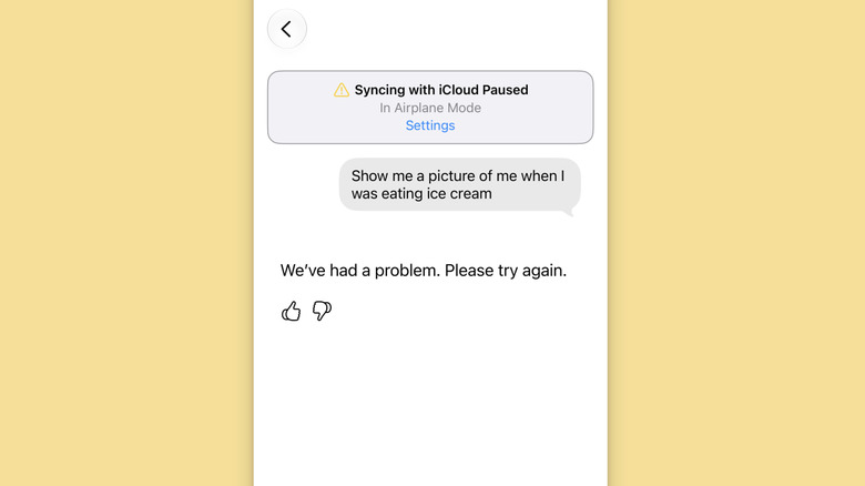 Siri failing to answer a request due to lack of internet