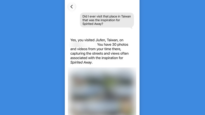Siri request showing Jiufen Taiwan