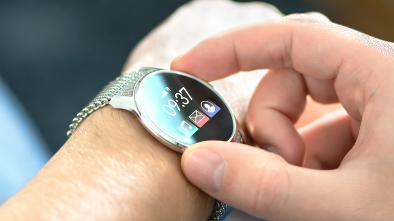 Woman using a smartwatch