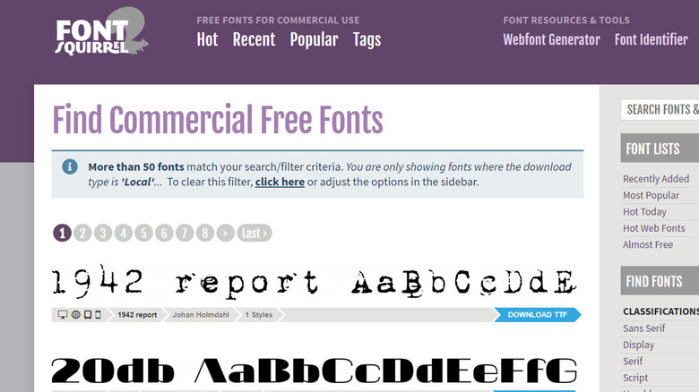 Font Squirrel homepage sample