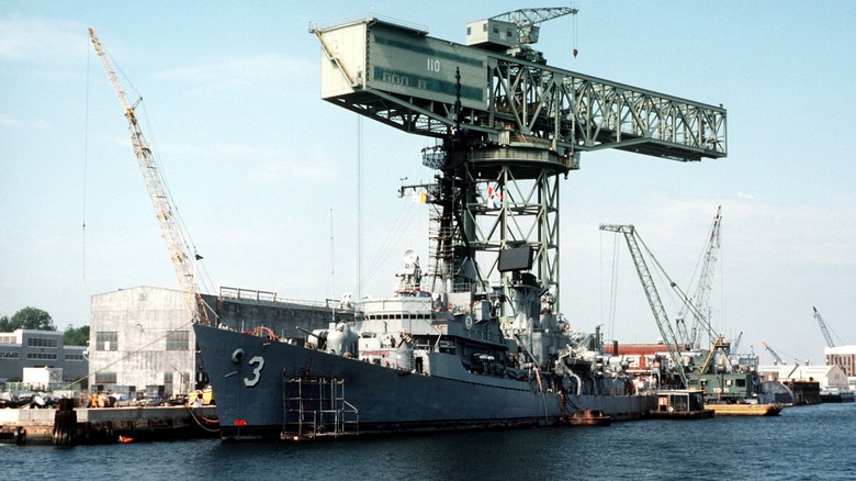The 350-ton hammerhead crane at Norfolk Naval Shipyard