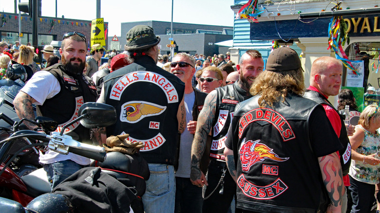 Hells Angels members gathered for a ride
