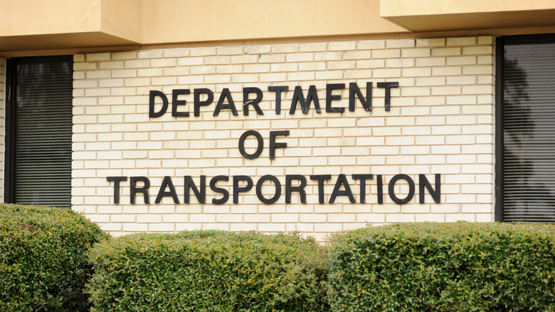 Department of transportation sign on bricks