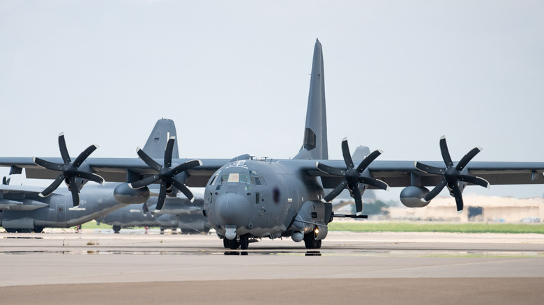 An AC-130J Ghostrider landed on a tarmac